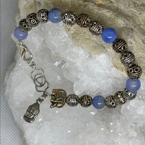 Ajna 6th Chakra Bracelet with Blue Agate Beads Yogi Chakra Collection